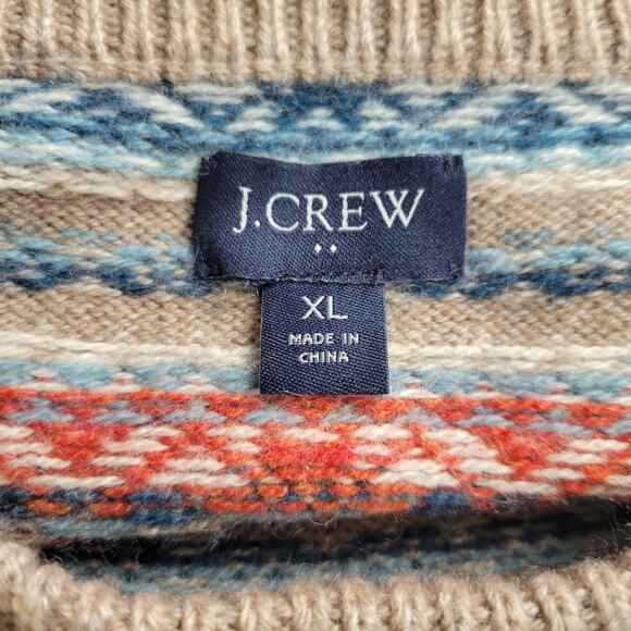 J.Crew Wool Blend Sweater Womens XL Multicolor Fair Isle Crewneck Warm Layer - Picture 6 of 8